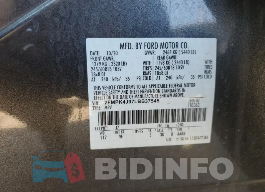 2FMPK4J97LBB37545 Photo# 13