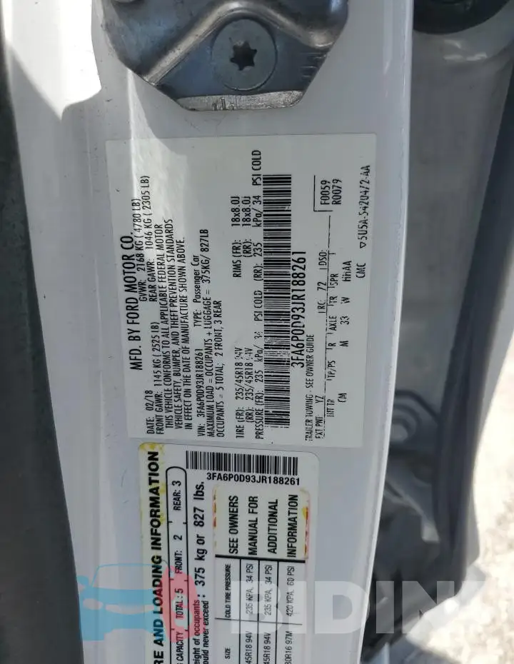 3FA6P0D93JR188261 Photo# 12