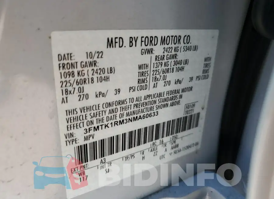 3FMTK1RM3NMA60633 Photo# 12