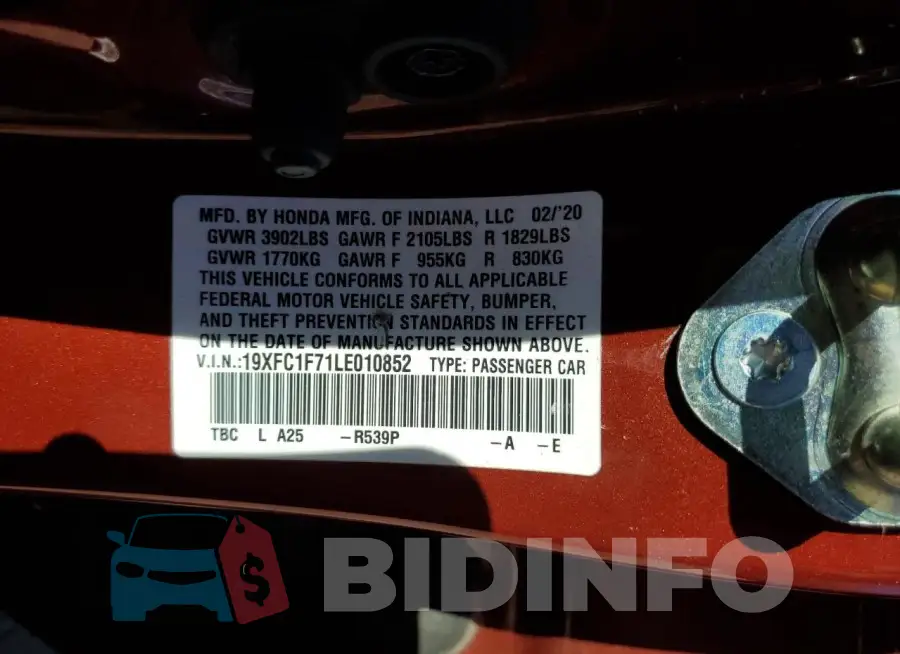 19XFC1F71LE010852 Photo# 12