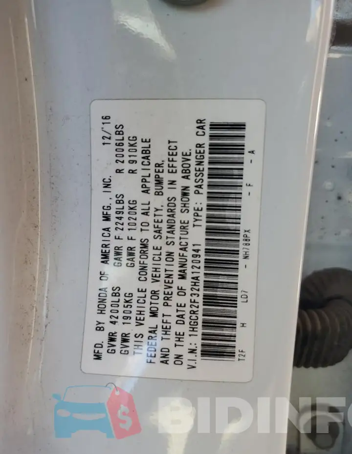 1HGCR2F32HA120941 Photo# 13