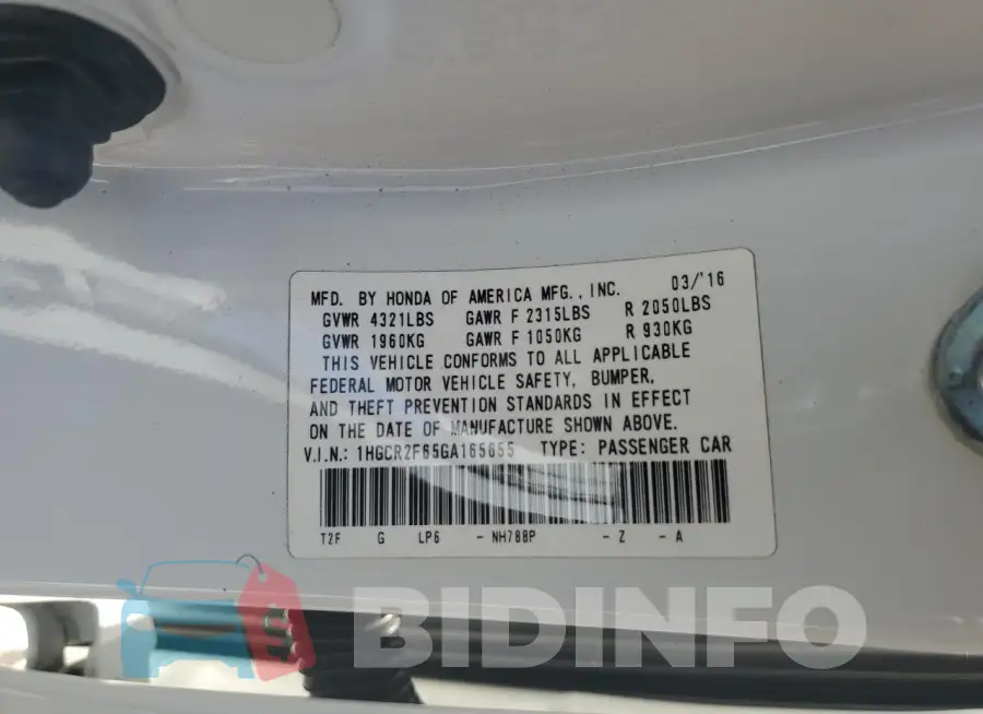 1HGCR2F65GA165655 Photo# 12