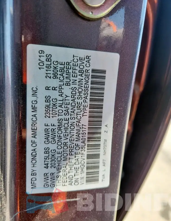 1HGCV1F35LA015177 Photo# 12