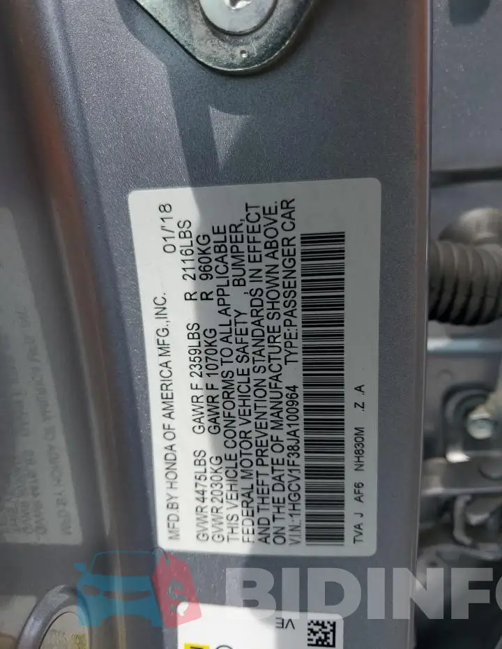1HGCV1F38JA100964 Photo# 13