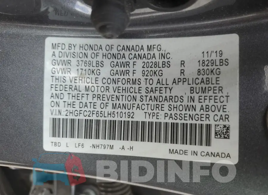 2HGFC2F65LH510192 Photo# 13