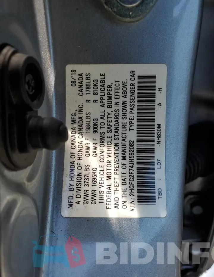 2HGFC2F74JH592082 Photo# 12