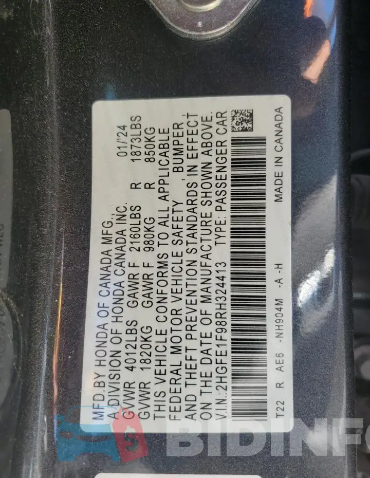2HGFE1F98RH324413 Photo# 12