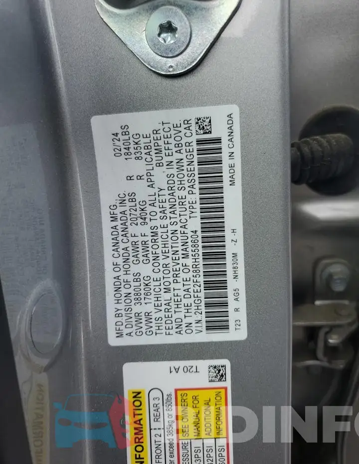 2HGFE2F58RH558604 Photo# 12