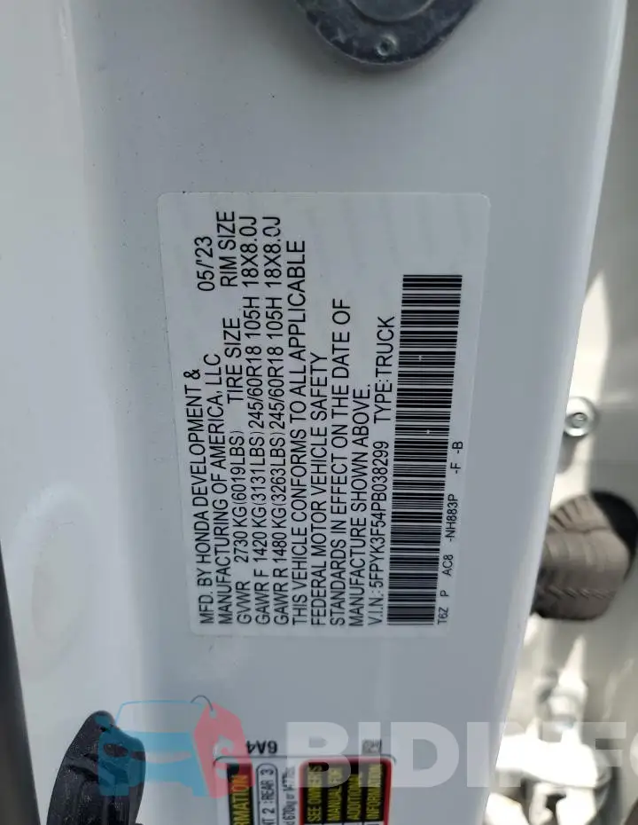 5FPYK3F54PB038299 Photo# 12