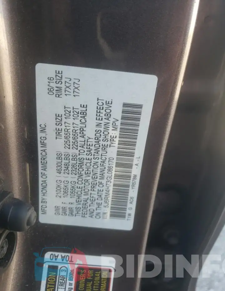 5J6RM4H73GL086170 Photo# 14