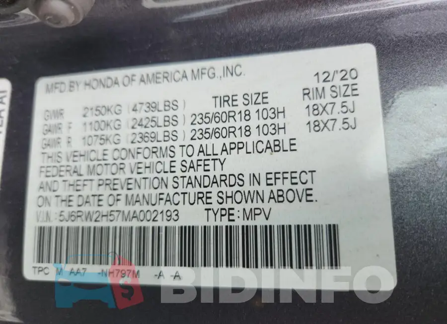 5J6RW2H57MA002193 Photo# 12