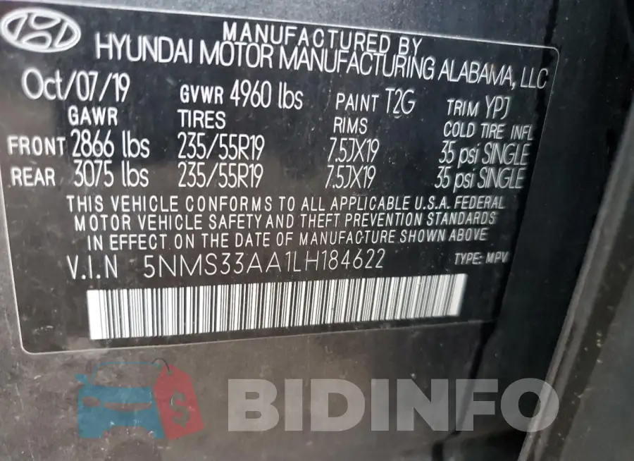 5NMS33AA1LH184622 Photo# 12