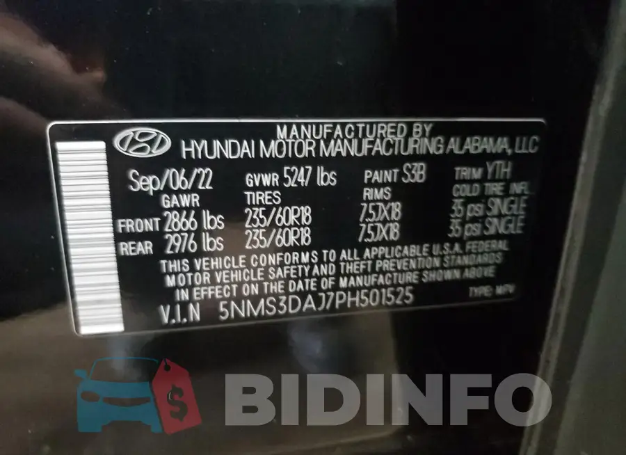 5NMS3DAJ7PH501525 Photo# 14