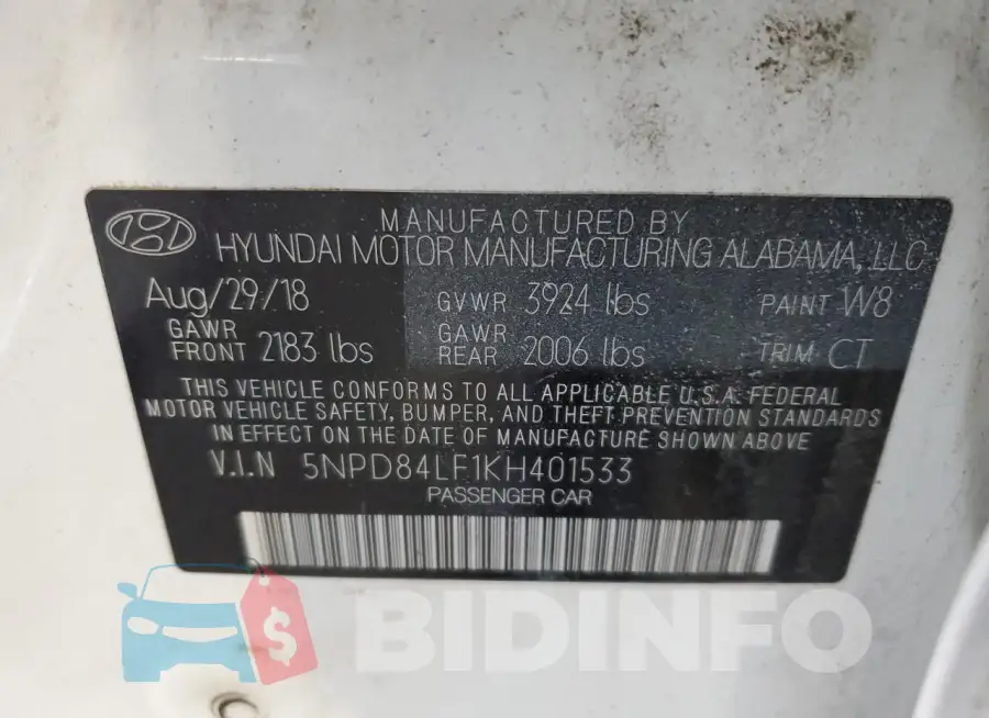 5NPD84LF1KH401533 Photo# 12