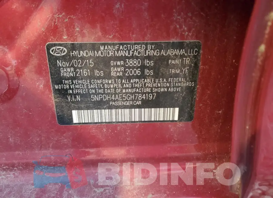 5NPDH4AE5GH784197 Photo# 12