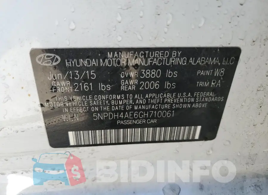 5NPDH4AE6GH710061 Photo# 12