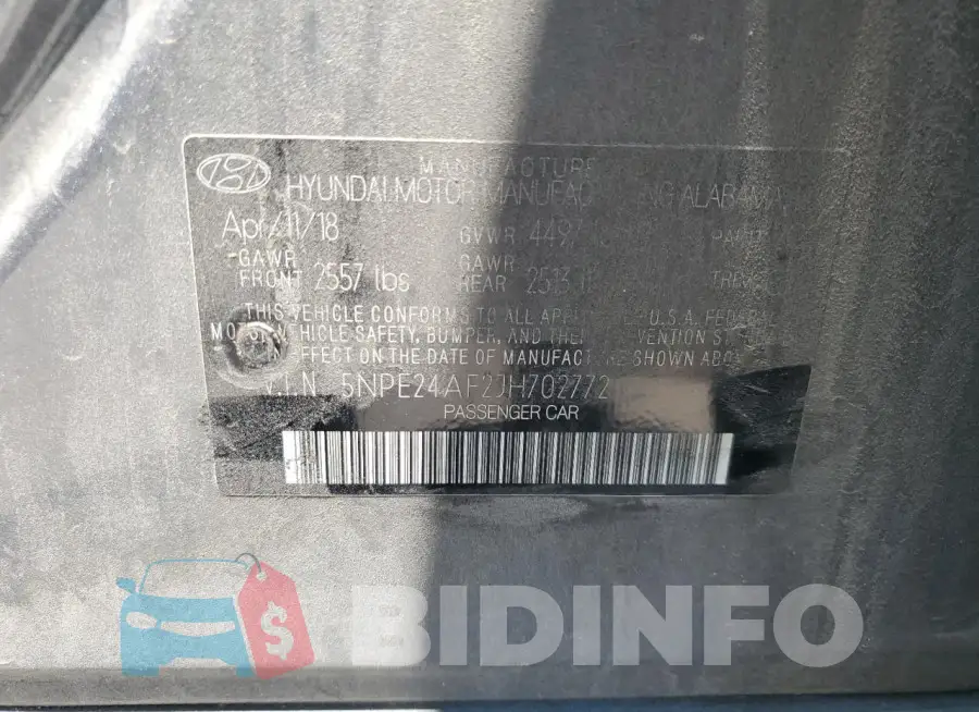 5NPE24AF2JH702772 Photo# 12