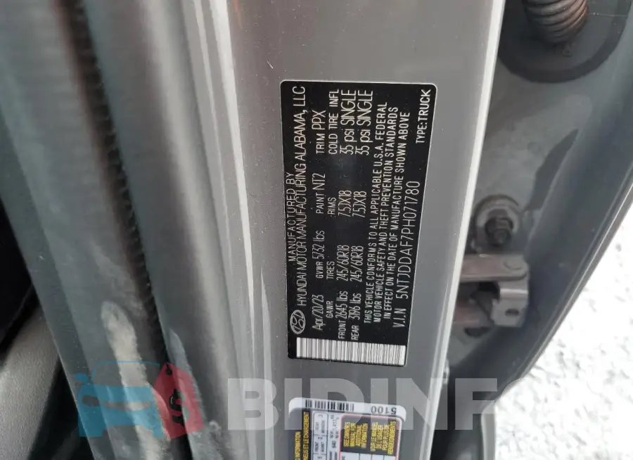 5NTJDDAF7PH071780 Photo# 13