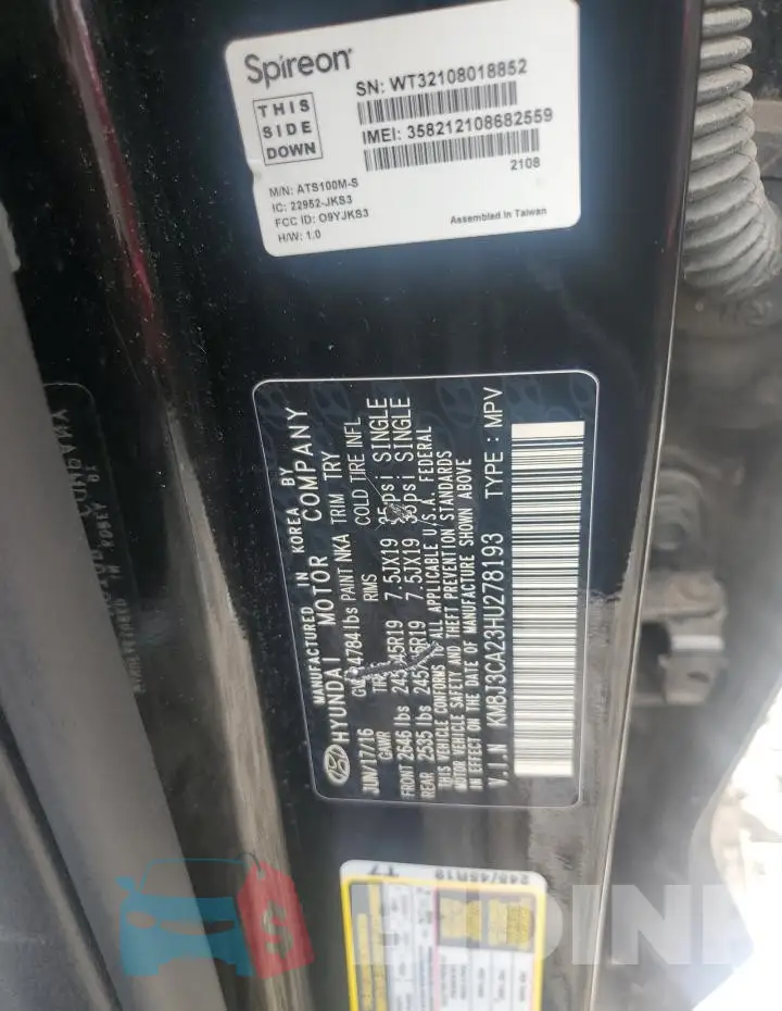 KM8J3CA23HU278193 Photo# 13