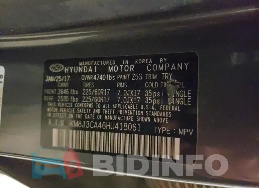 KM8J3CA46HU418061 Photo# 13
