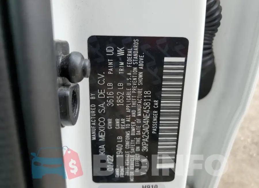 3KPA25AD4NE458118 Photo# 12