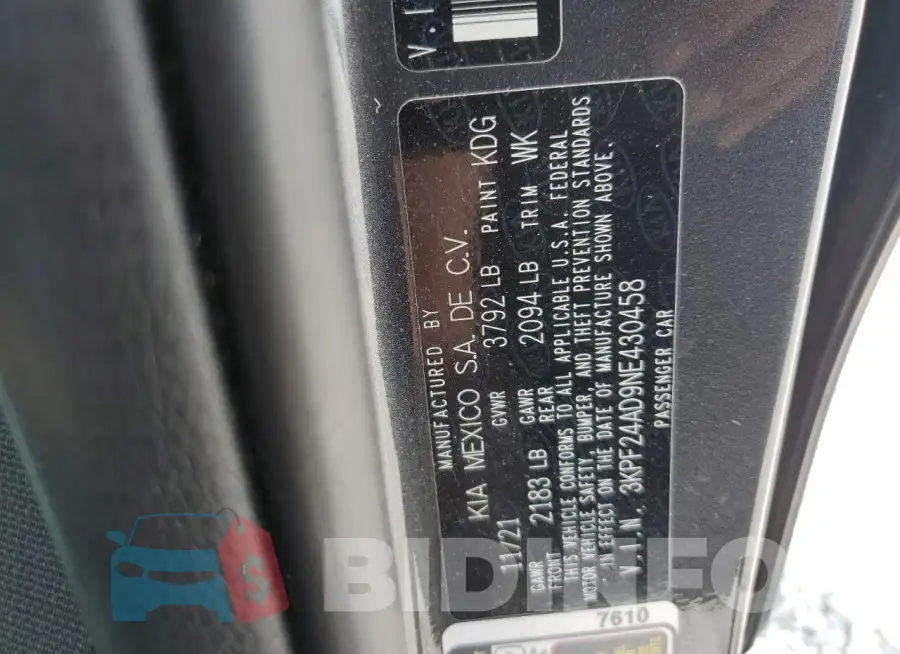 3KPF24AD9NE430458 Photo# 12