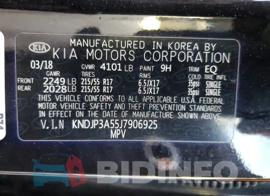 KNDJP3A55J7906925 Photo# 13