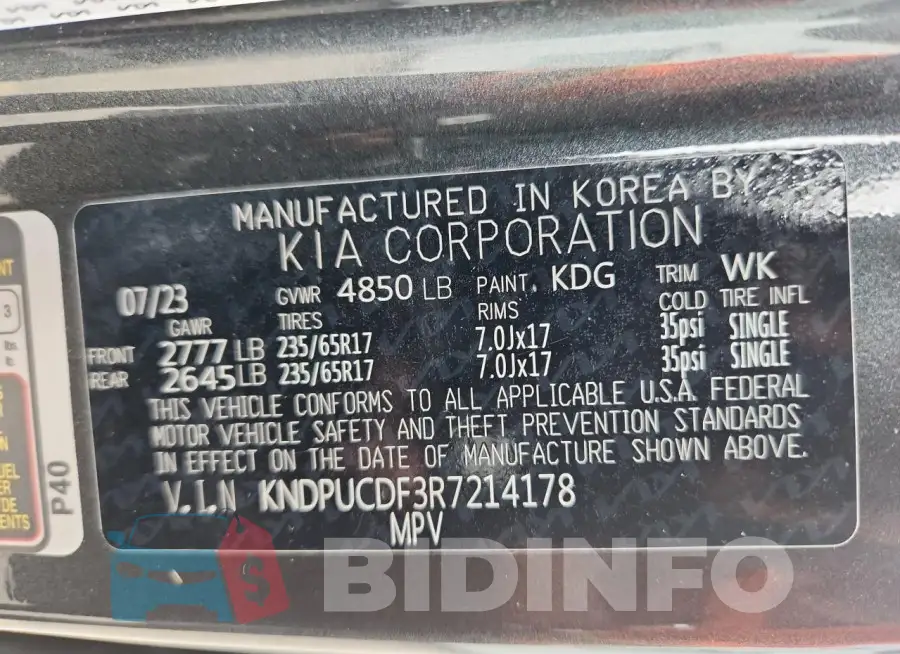 KNDPUCDF3R7214178 Photo# 13