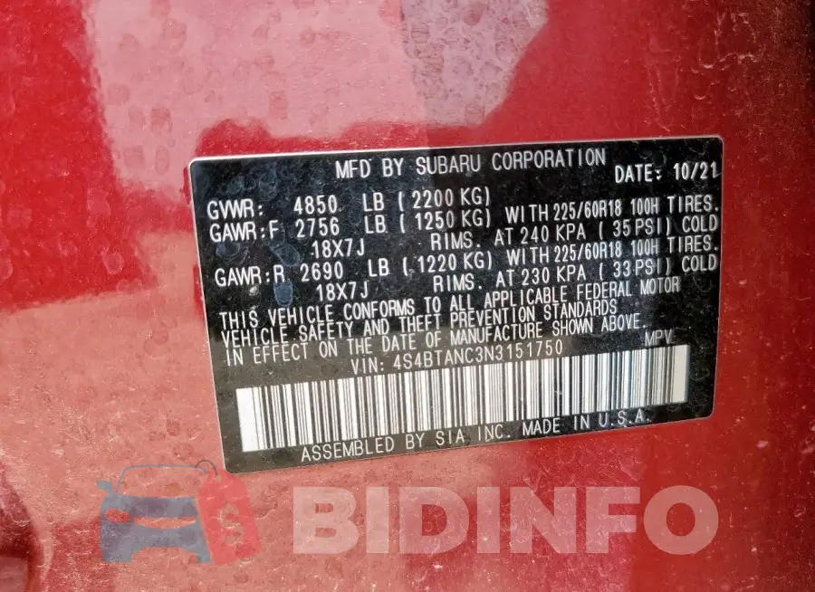 4S4BTANC3N3151750 Photo# 13
