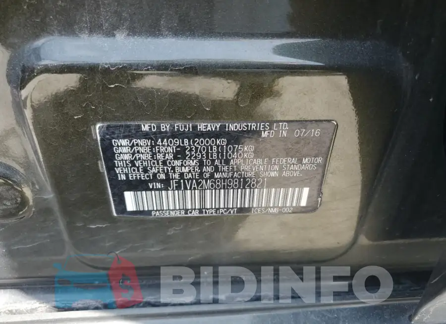 JF1VA2M68H9812821 Photo# 13