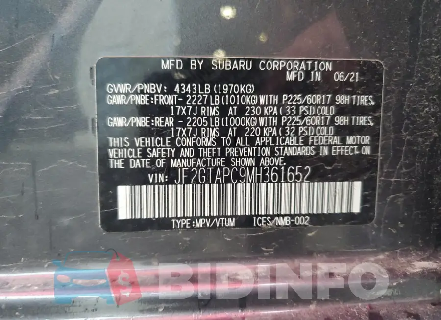 JF2GTAPC9MH361652 Photo# 13