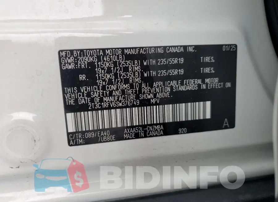 2T3C1RFV6SW376749 Photo# 13