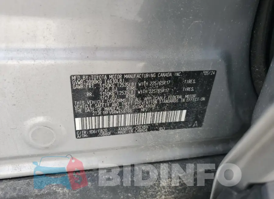 2T3F1RFV6RW459766 Photo# 14