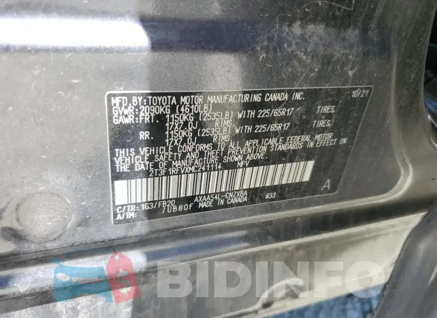 2T3F1RFVXMC241114 Photo# 13