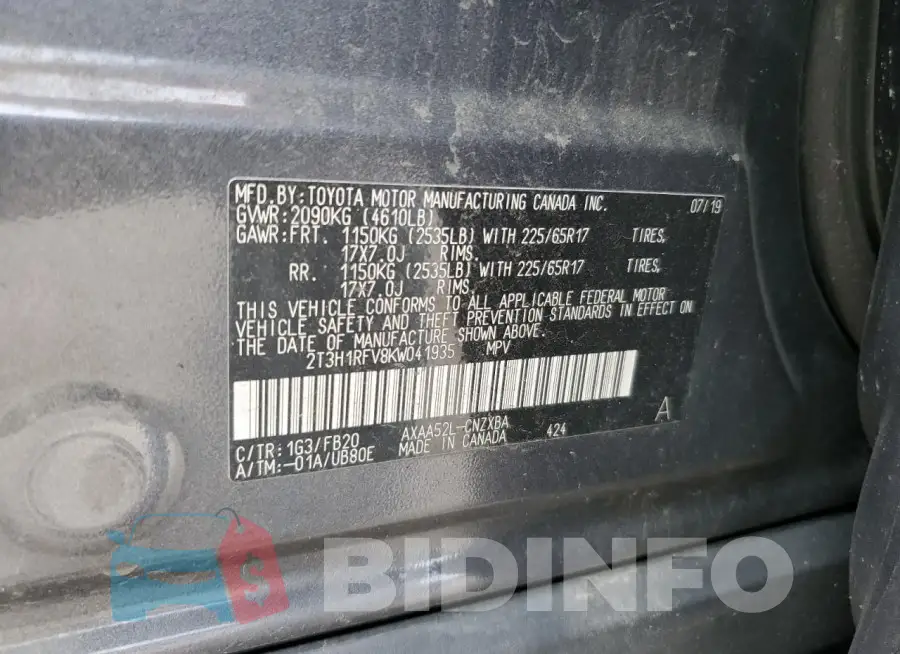 2T3H1RFV8KW041935 Photo# 13