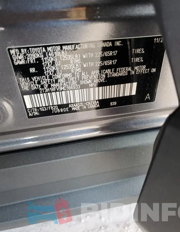 2T3H1RFV9MC166933 Photo# 14