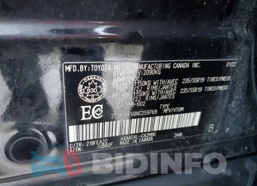 2T3R1RFV8NC259769 Photo# 13