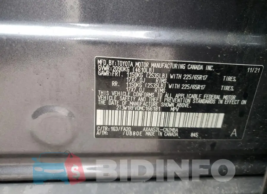 2T3W1RFV0MC166181 Photo# 13