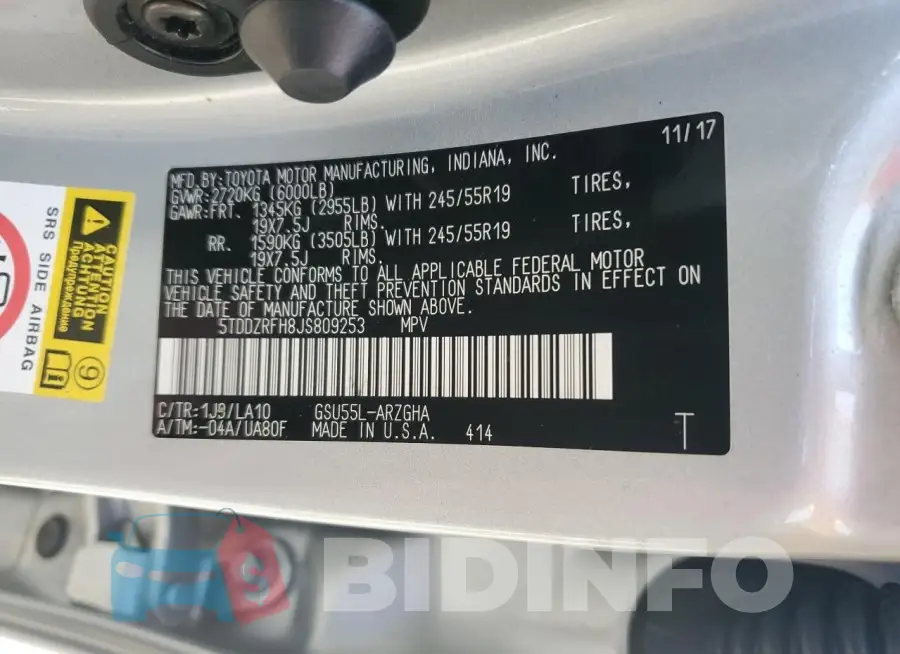 5TDDZRFH8JS809253 Photo# 13