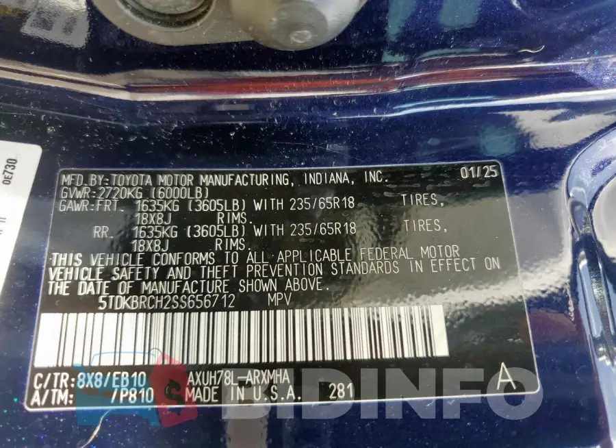 5TDKBRCH2SS656712 Photo# 12