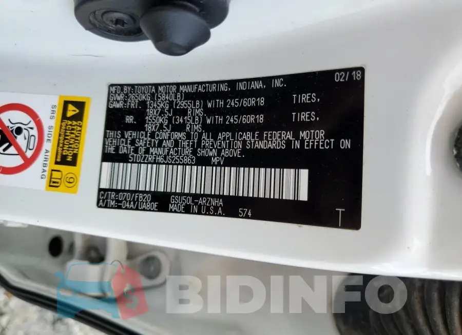 5TDZZRFH6JS255863 Photo# 13