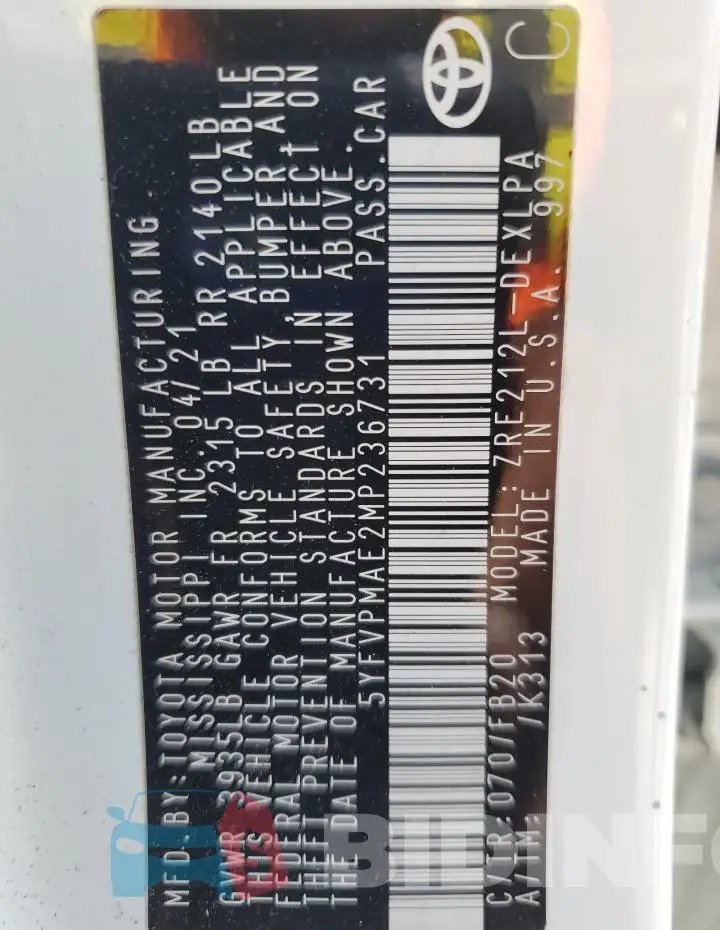 5YFVPMAE2MP236731 Photo# 12