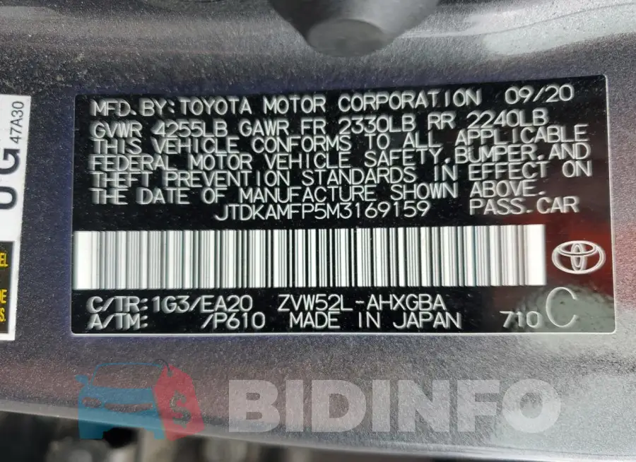 JTDKAMFP5M3169159 Photo# 12