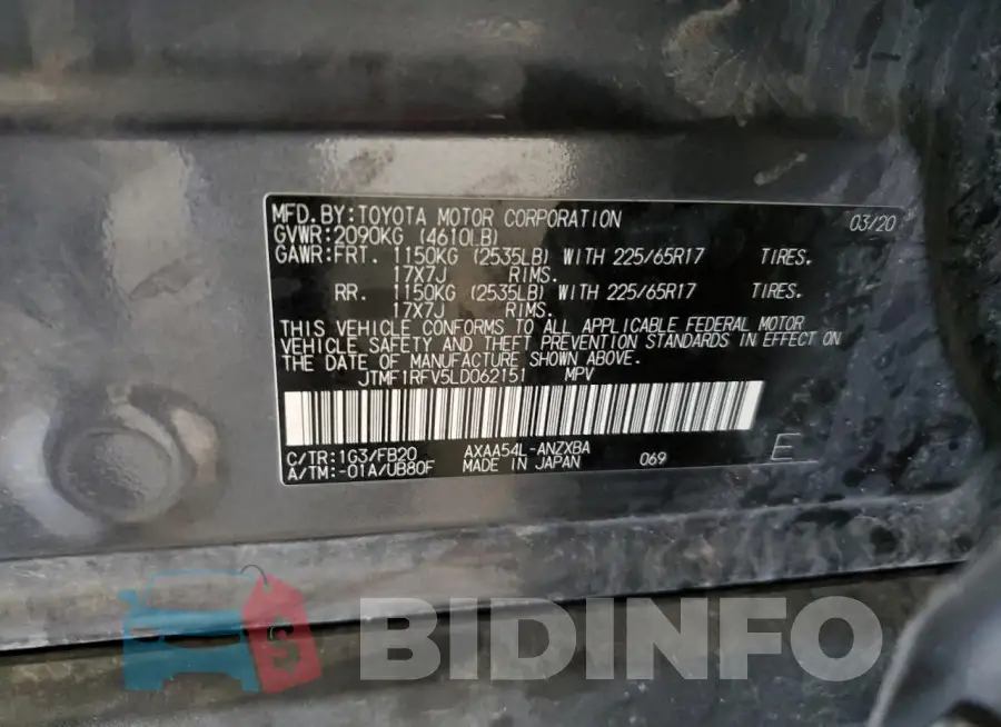 JTMF1RFV5LD062151 Photo# 14