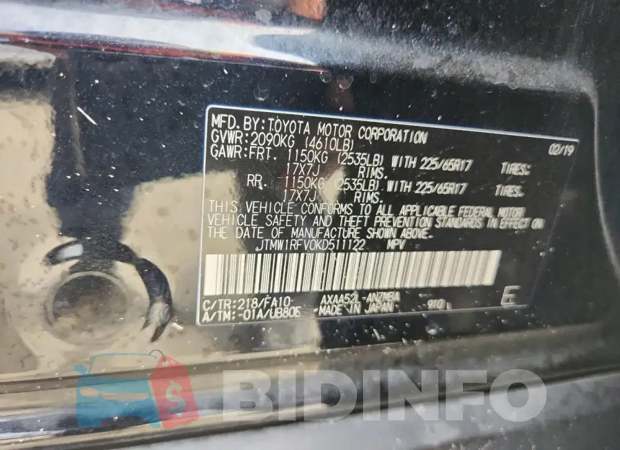 JTMW1RFV0KD511122 Photo# 14