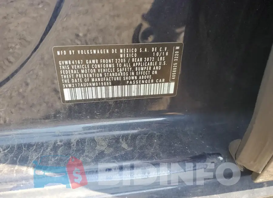 3VW217AU0HM019895 Photo# 12