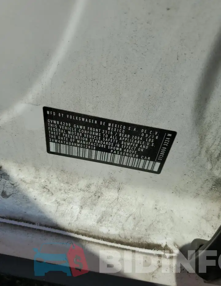 3VW447AU6HM012918 Photo# 12
