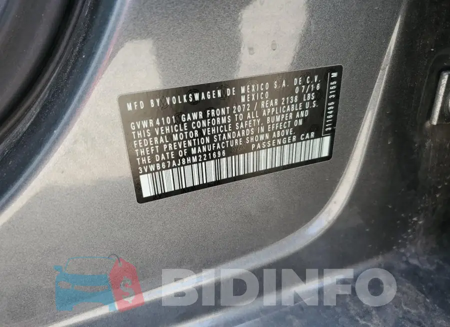 3VWB67AJ8HM221696 Photo# 12