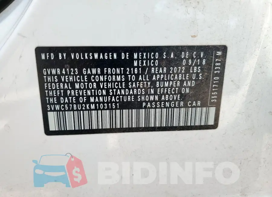 3VWC57BU2KM103151 Photo# 12