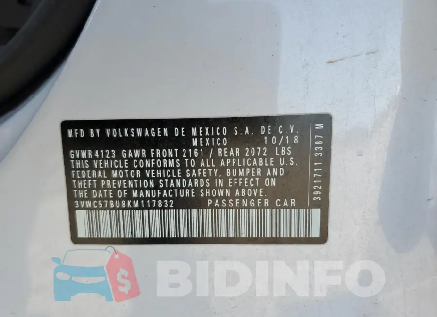 3VWC57BU8KM117832 Photo# 12